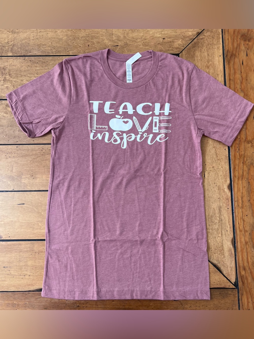 Teach Love Inspire Crewneck Tee - Mauve